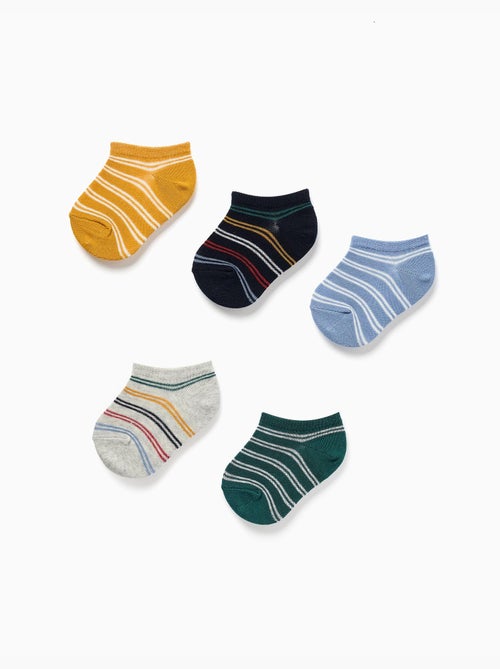 5 paires de socquettes à rayures contrastées - Kiabi