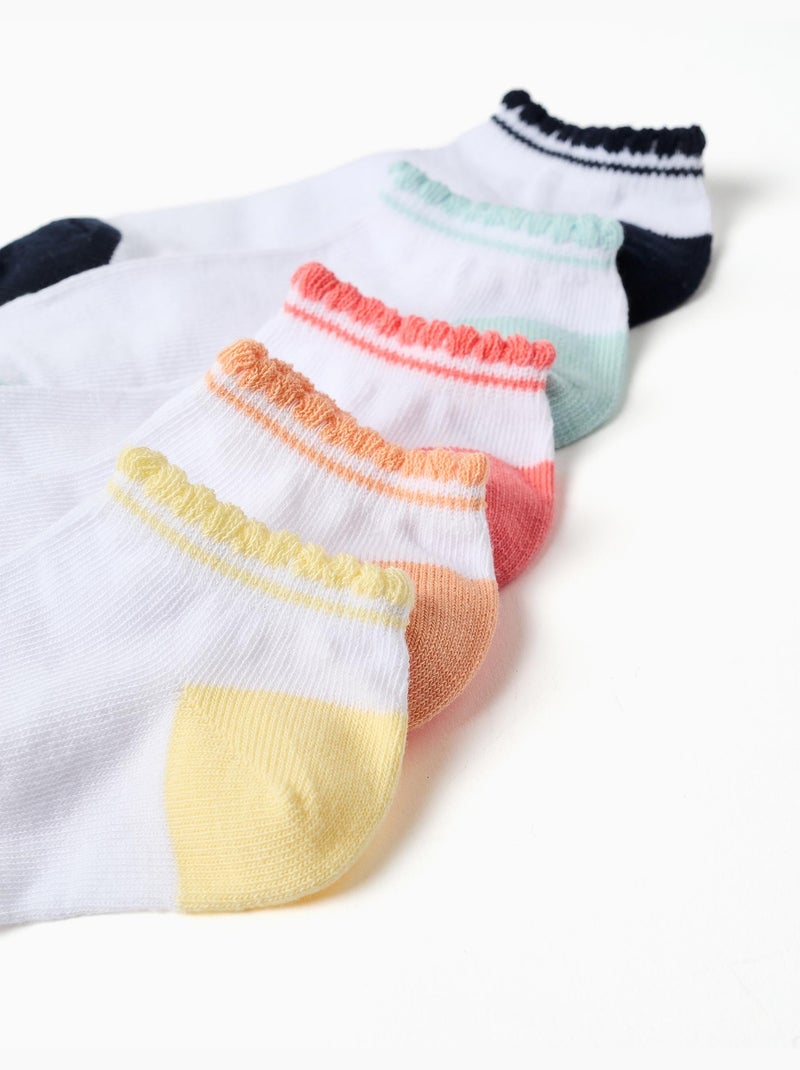 5 paires de socquettes à tiges ondulées Blanc - Kiabi