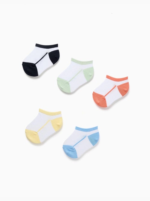 5 paires de socquettes avec détails contrastés - Kiabi