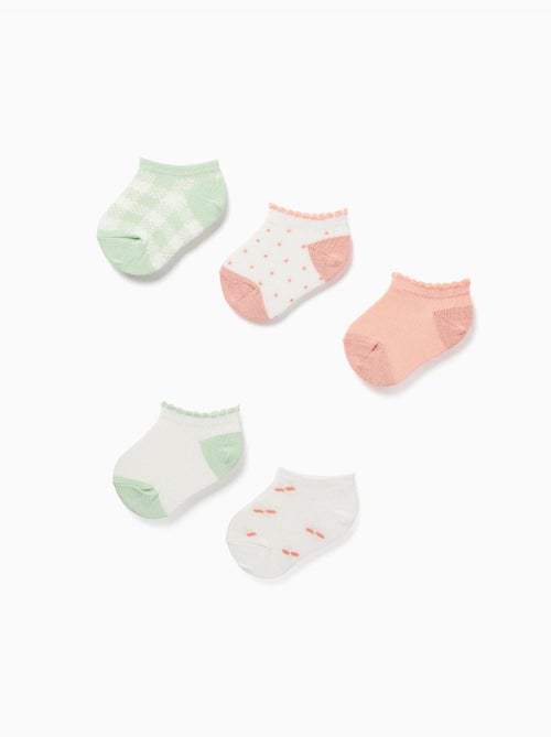 5 paires de socquettes avec détails contrastés - Kiabi