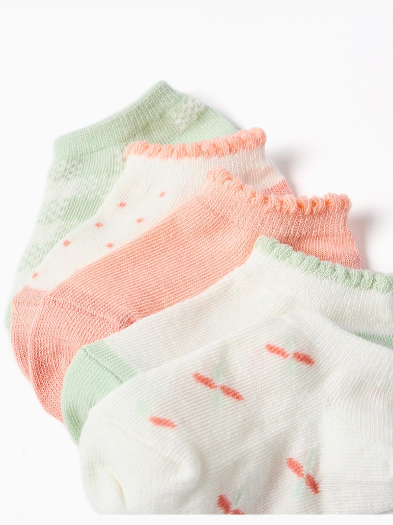 5 paires de socquettes avec détails contrastés Blanc Orange - Kiabi
