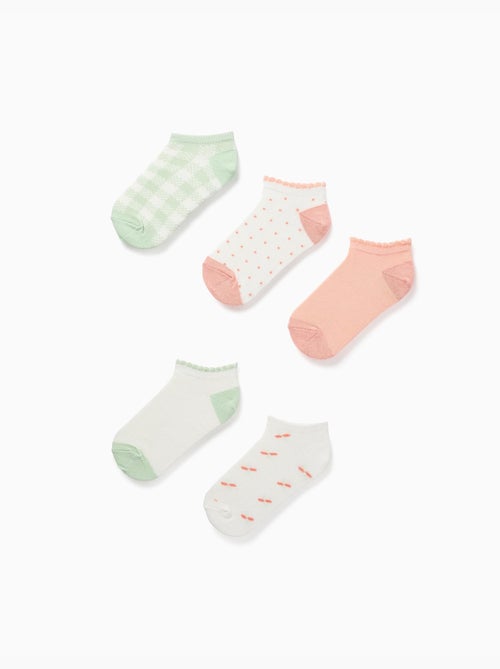 5 paires de socquettes avec détails contrastés - Kiabi
