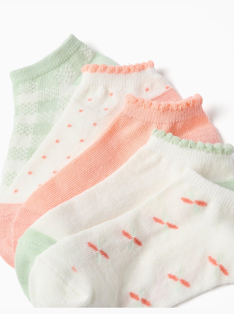 5 paires de socquettes avec détails contrastés Blanc Vert - Kiabi