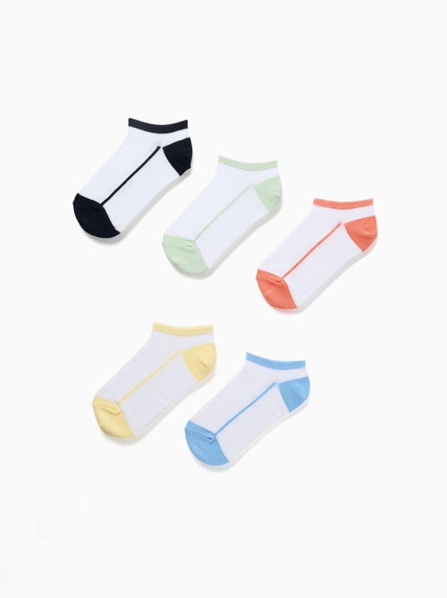 5 paires de socquettes avec détails contrastés - Kiabi