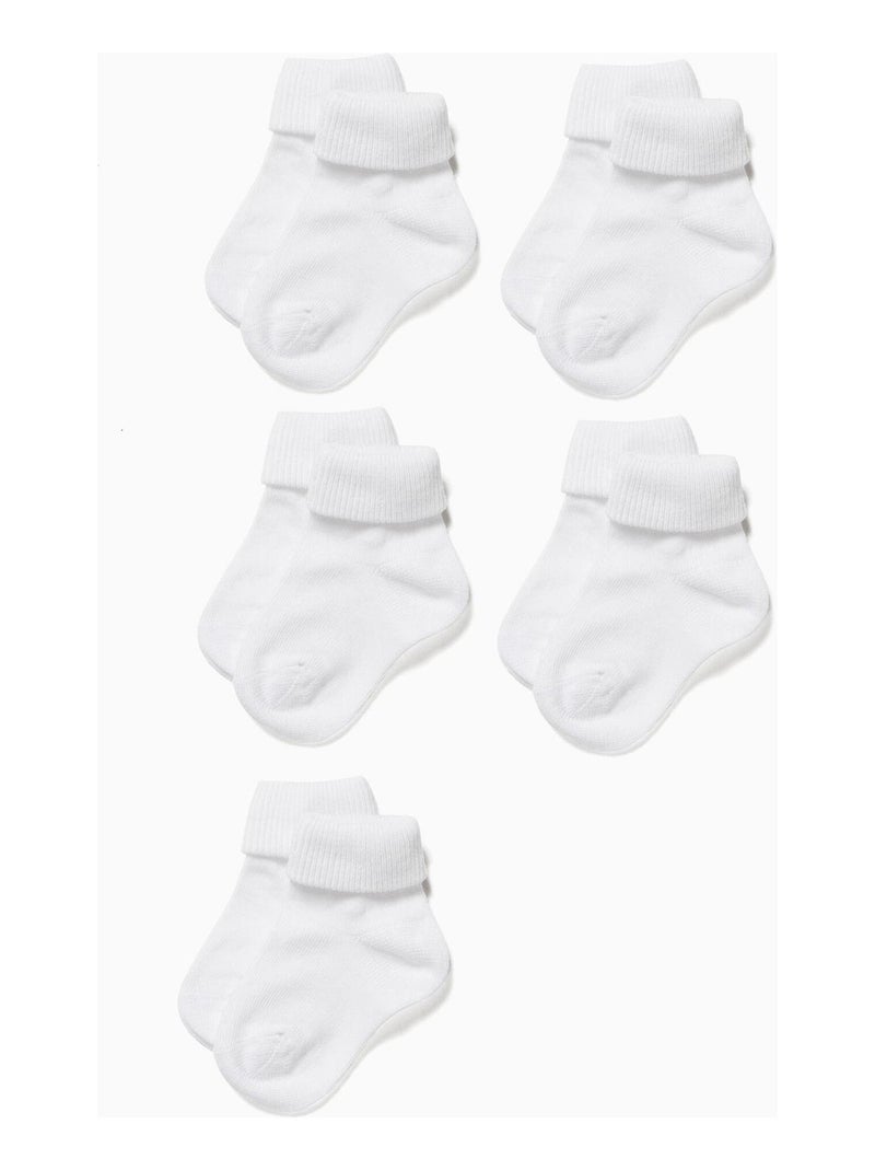 5 Paires de Socquettes avec Revers Bébé   ESSENTIALS LINE Blanc - Kiabi