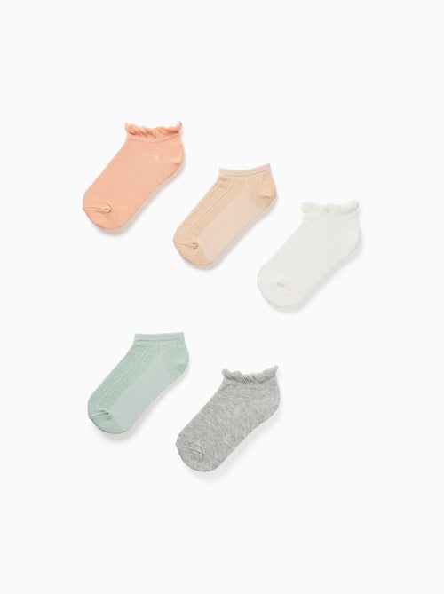 5 paires de socquettes avec volants/jacquard - Kiabi 5 paires de socquettes avec volants/jacquard - Kiabi