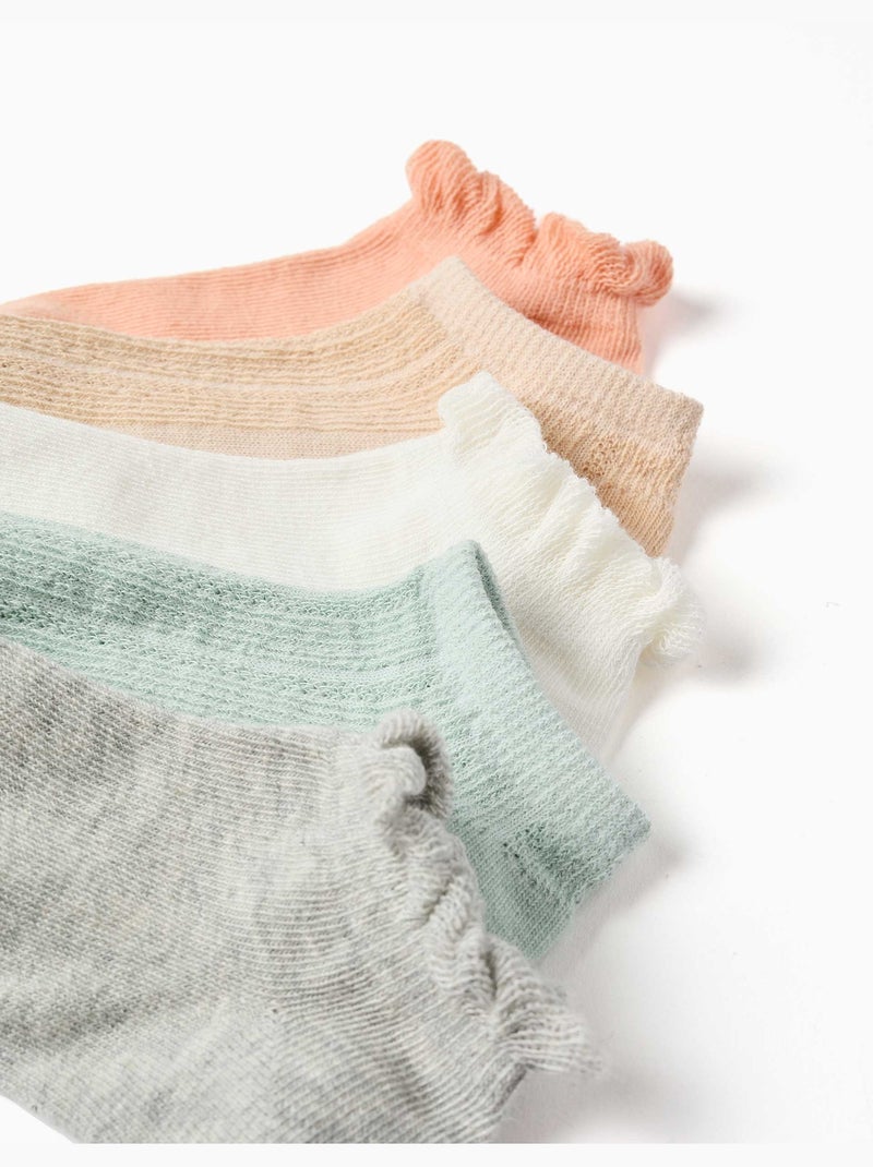 5 paires de socquettes avec volants/jacquard Multicolore - Kiabi