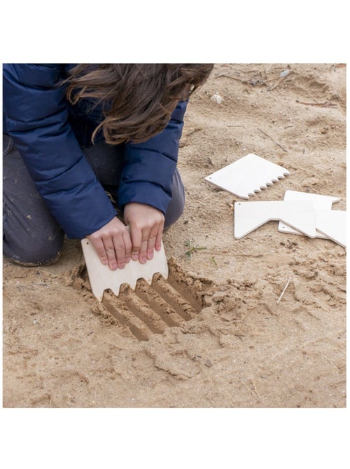 5 peignes à sable en bois - Kiabi