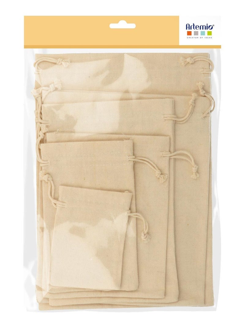5 pochettes en toile à personnaliser - Artemio Beige - Kiabi