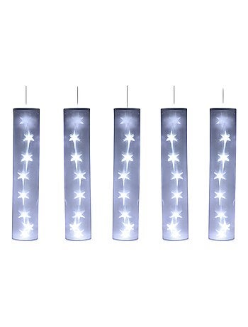 5 Tubes Lumineux Blancs avec Étoiles LED 40 LED
