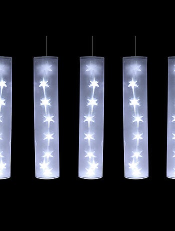5 Tubes Lumineux Blancs avec Étoiles LED 40 LED