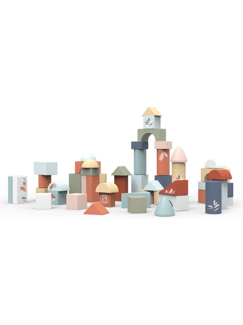 50 blocs de construction en bois Bleu - Kiabi