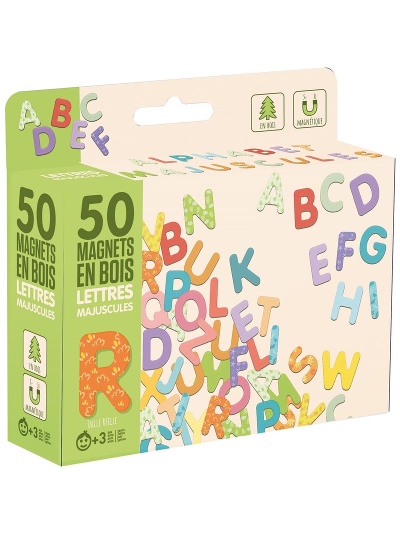 50 magnets en bois - Lettres Majuscules Beige - Kiabi