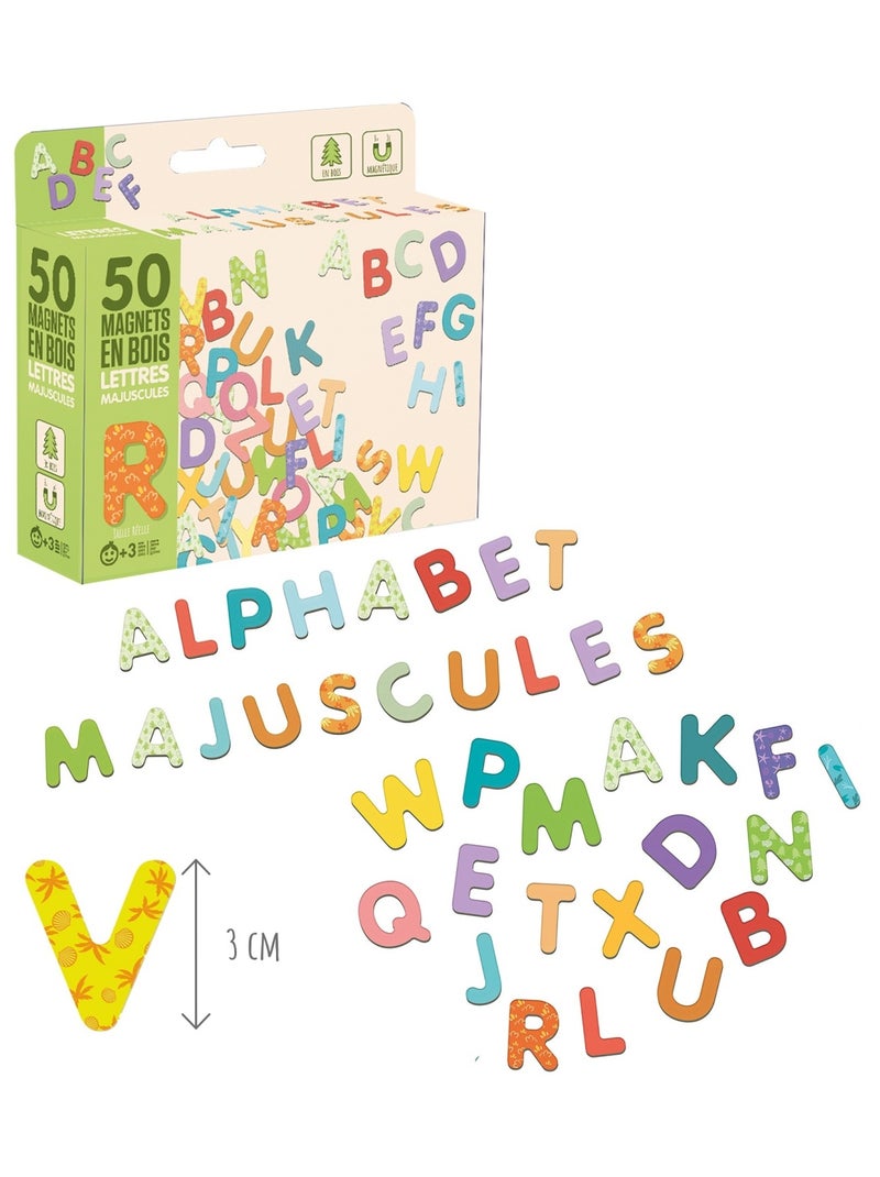 50 magnets en bois - Lettres Majuscules Beige - Kiabi