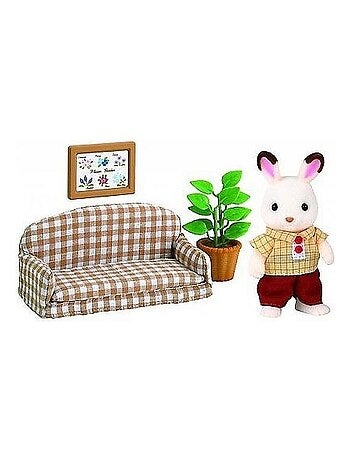 5013 'sylvanian Families' Papa Lapin Chocolat Dans Son Salon