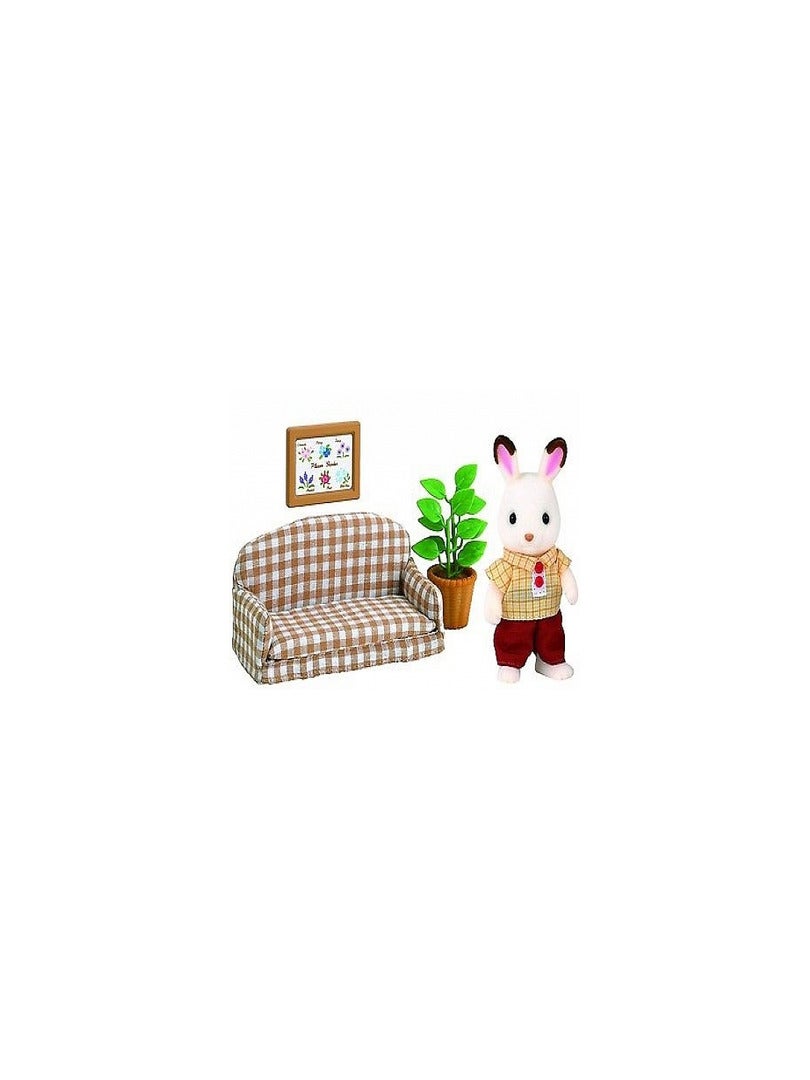 Sylvanian Family 5013 : Papa lapin chocolat avec son salon - Jeux et jouets Sylvanian  Families - Avenue des Jeux