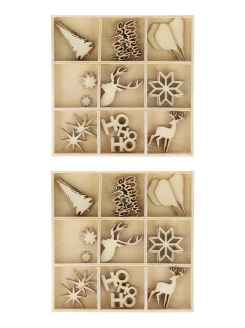 54 mini décorations de Noël en bois - Artemio - Kiabi