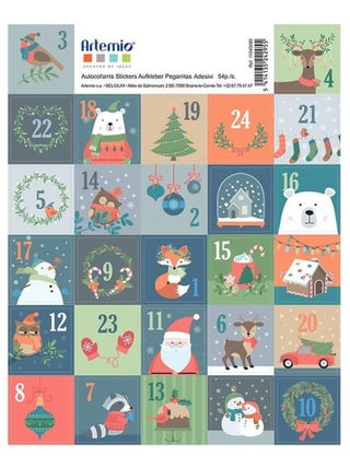 54 stickers timbres de Noël 3 cm - Artemio