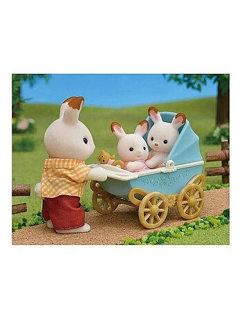 5432 Sylvanian Jumeaux Lapins Chocolat Et Poussette Double