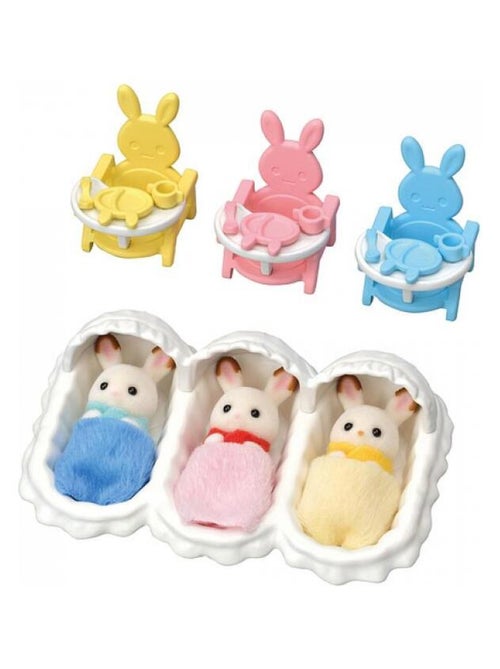 5532 'sylvanian Families' Les Triples Lapin Chocolat Et Accessoires Puericulture - Kiabi