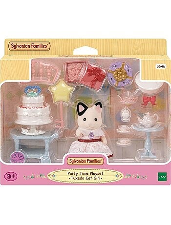5646 'sylvanian families' la fille chat bicolore et son goûter danniversaire