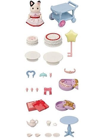 5646 'sylvanian families' la fille chat bicolore et son goûter danniversaire
