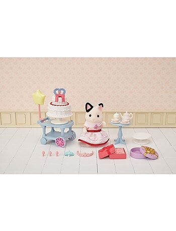 5646 'sylvanian families' la fille chat bicolore et son goûter danniversaire