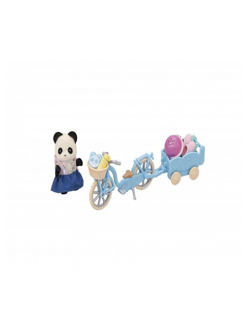 La fille panda et son velo avec sa remorque - sylvanian vehicules, figurines