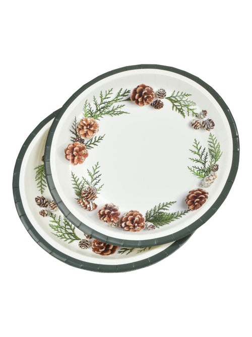6 assiettes en carton Pommes de pin - Kiabi