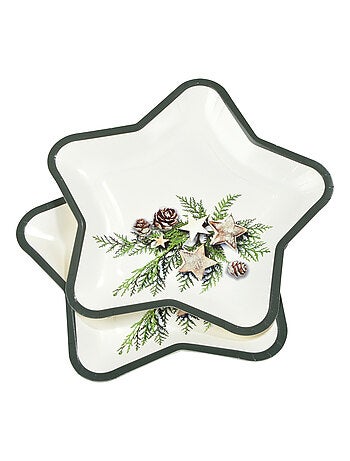 6 assiettes etoile en carton Pommes de pin
