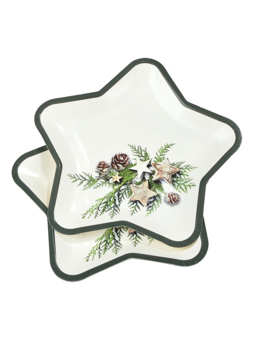 6 assiettes etoile en carton Pommes de pin - Kiabi