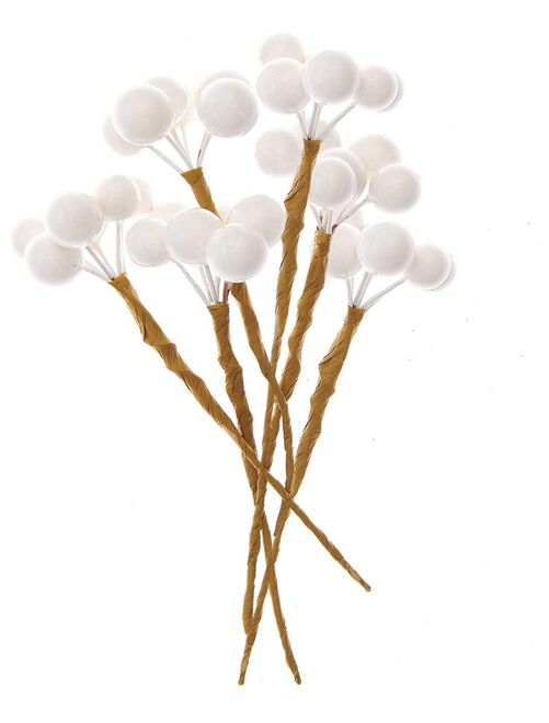 6 Baies blanches décoratives 9 cm - Kiabi