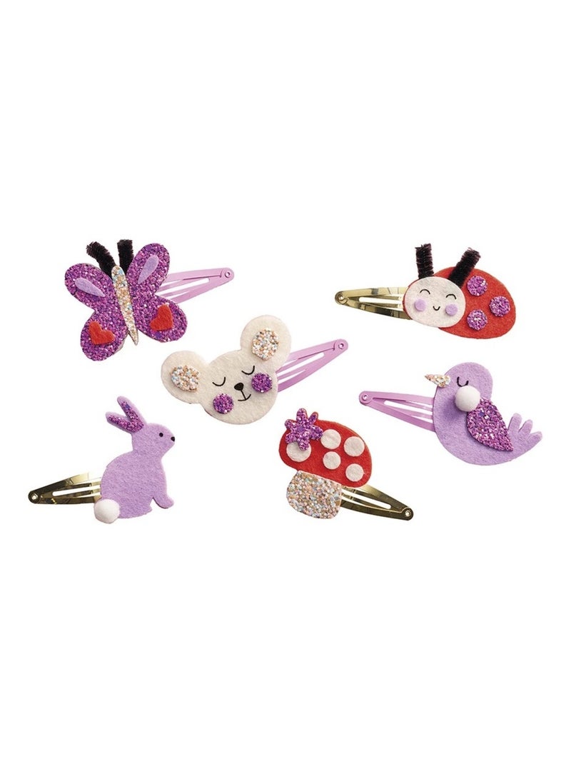 6 barrettes pailletées Flower Garden à créer Rouge - Kiabi