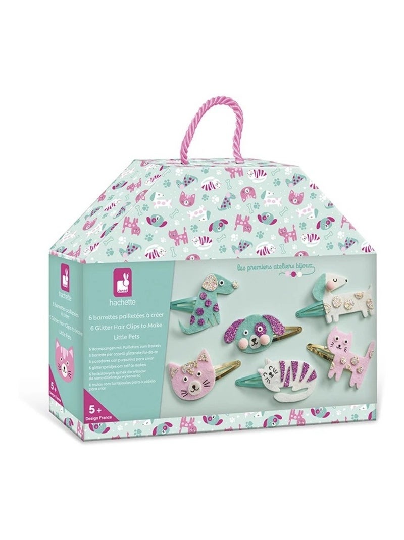 6 barrettes pailletées Little Pets à créer Violet - Kiabi