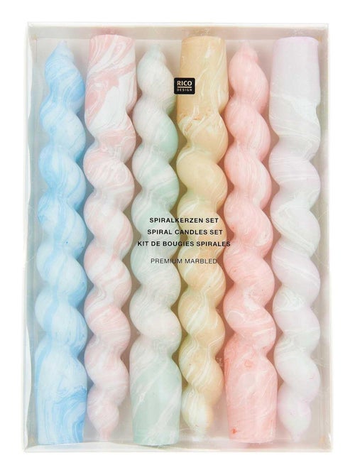 6 bougies spirales marbrées 18,5 cm - Rico Design - Kiabi