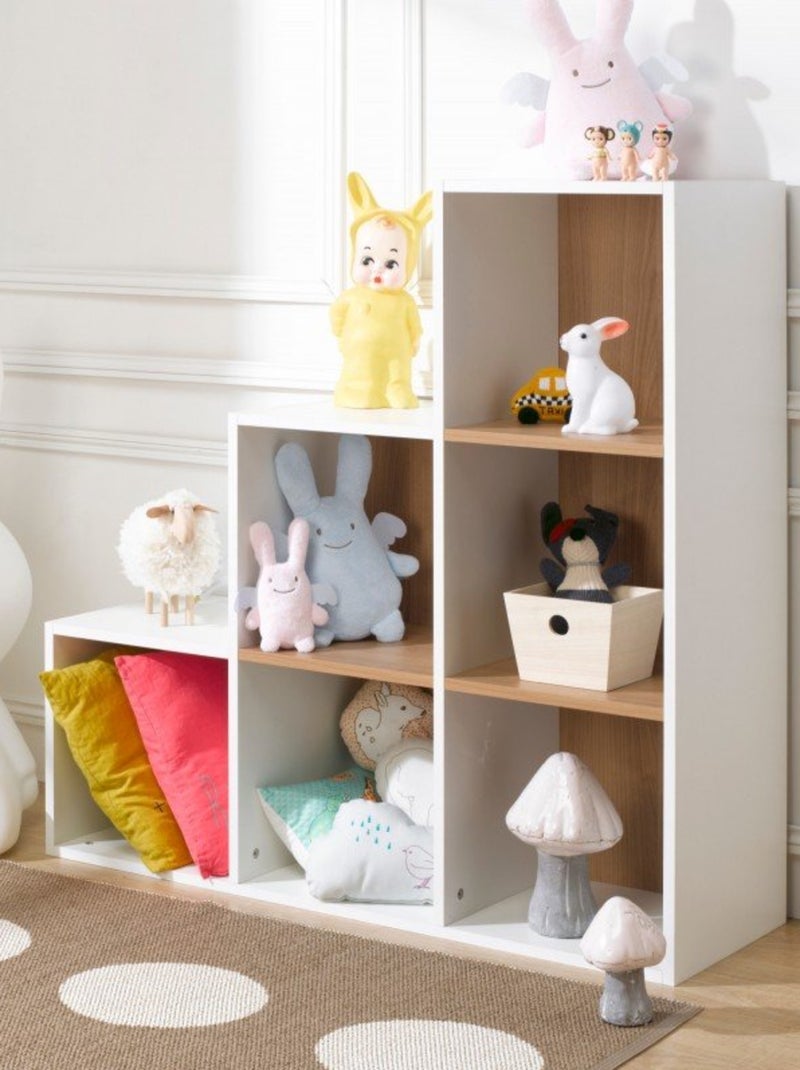 6 cases de rangement effet bois en escalier  TOM & APOLLINE Blanc - Kiabi
