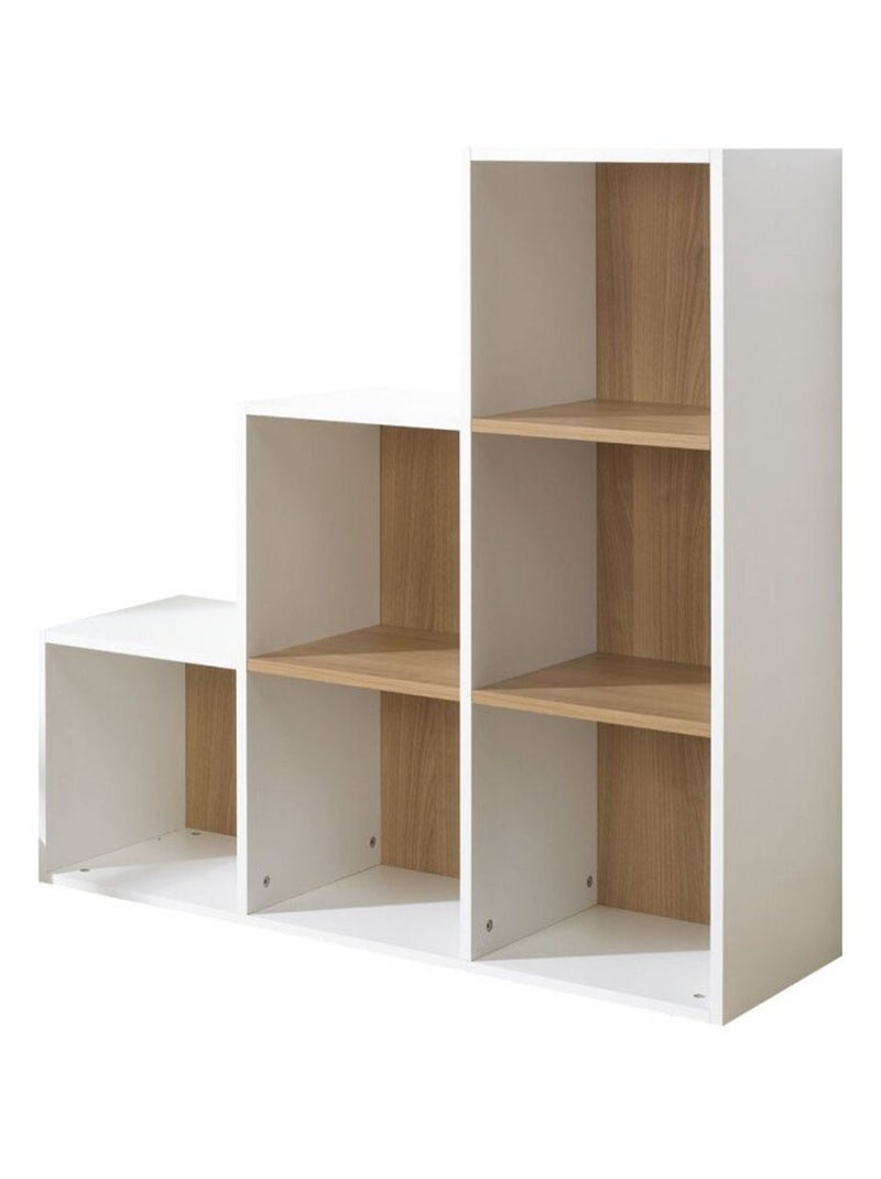6 cases de rangement effet bois en escalier  TOM & APOLLINE Blanc - Kiabi