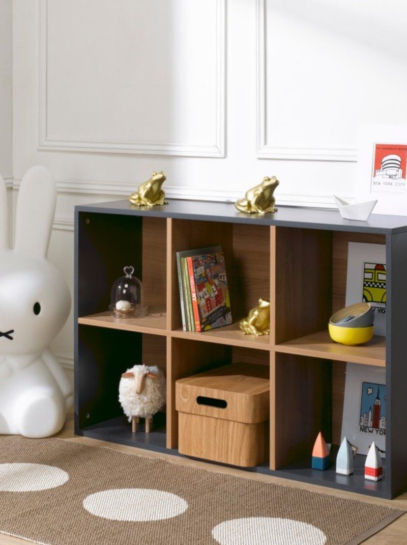 6 cases de rangement effet bois  TOM & APOLLINE gris anthracite - Kiabi