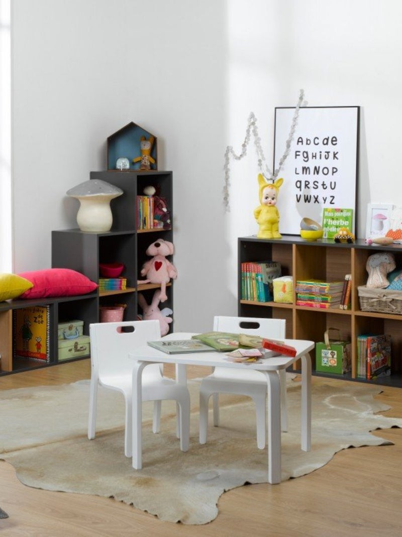 6 cases de rangement effet bois  TOM & APOLLINE gris anthracite - Kiabi
