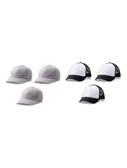 6 casquettes Cricut à personnaliser - Noir/ Blanc + Gris - Kiabi