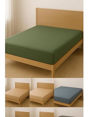 6 draps housses - multicolore - 140x190/200cm - polycoton - 57 fils/cm² - bonnet 30 cm