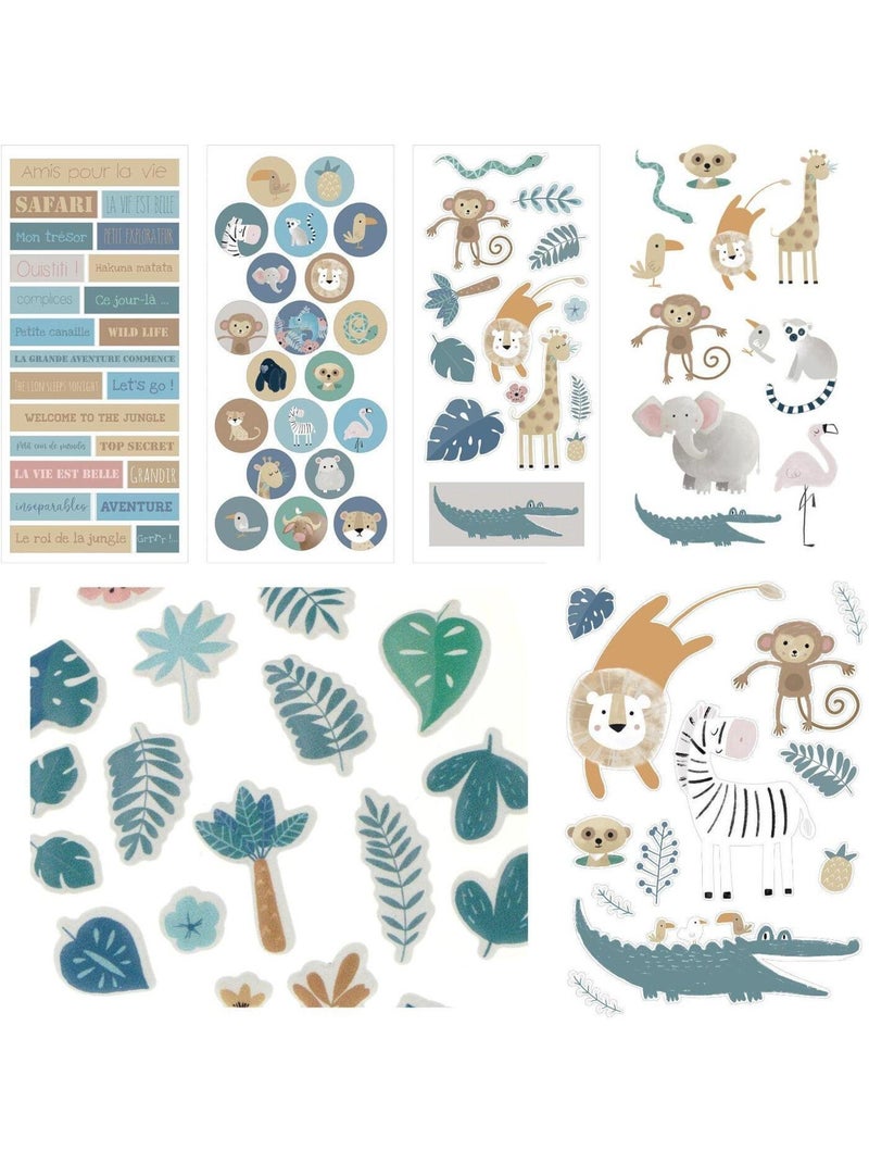 6 feuilles de stickers safari - Artemio Multicolore - Kiabi