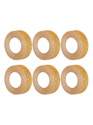 6 glitter tapes 5 m x 1,5 cm - doré - Rayher