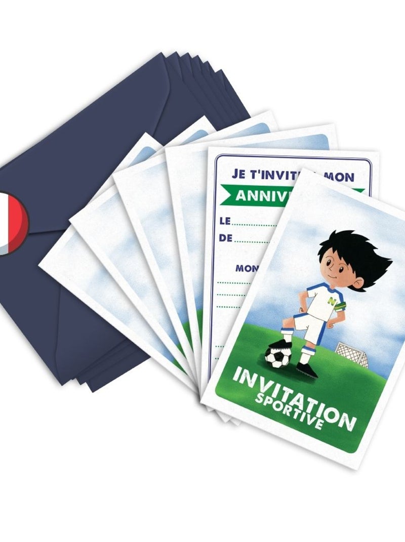 6 Invitations Et Enveloppes Anniversaire 'foot' | Fabrication Française N/A - Kiabi