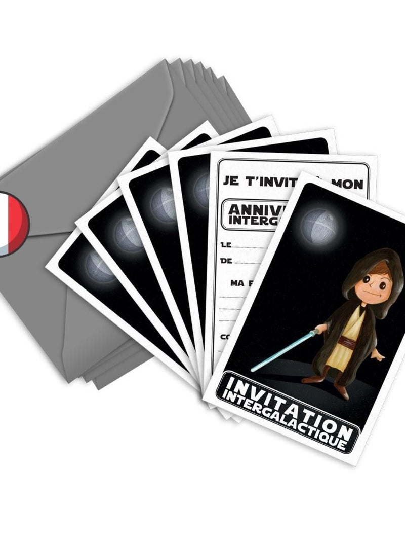 6 Invitations Et Enveloppes Anniversaire 'jedi' | Fabrication Française N/A - Kiabi