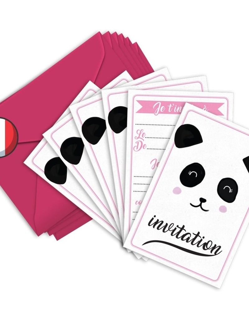6 Invitations Et Enveloppes Anniversaire 'panda' | Fabrication Française N/A - Kiabi