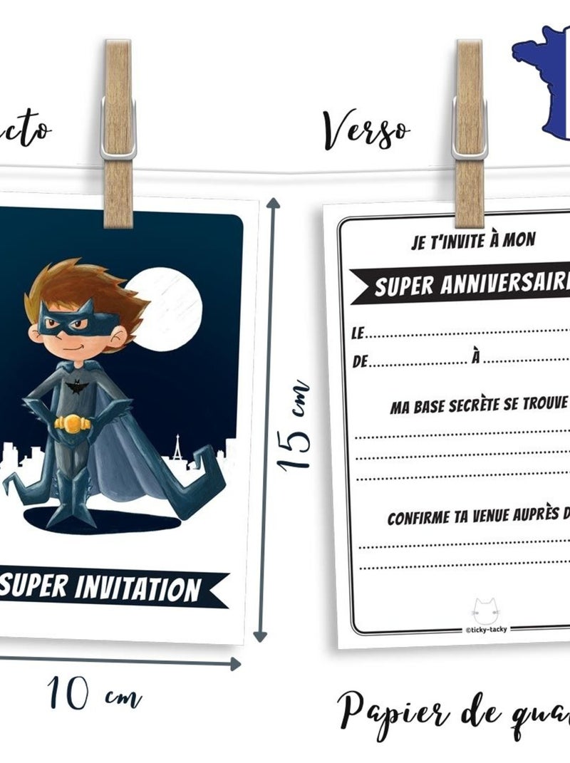 Lot De 6 Invitations Anniversaire Spiderman Avec Enveloppes - 12x12cm - Décorata Party