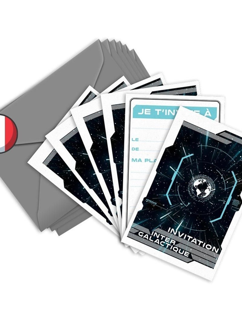 6 Invitations Et Enveloppes Anniversaire 'vaisseau Spatiale' | Fabrication Française N/A - Kiabi
