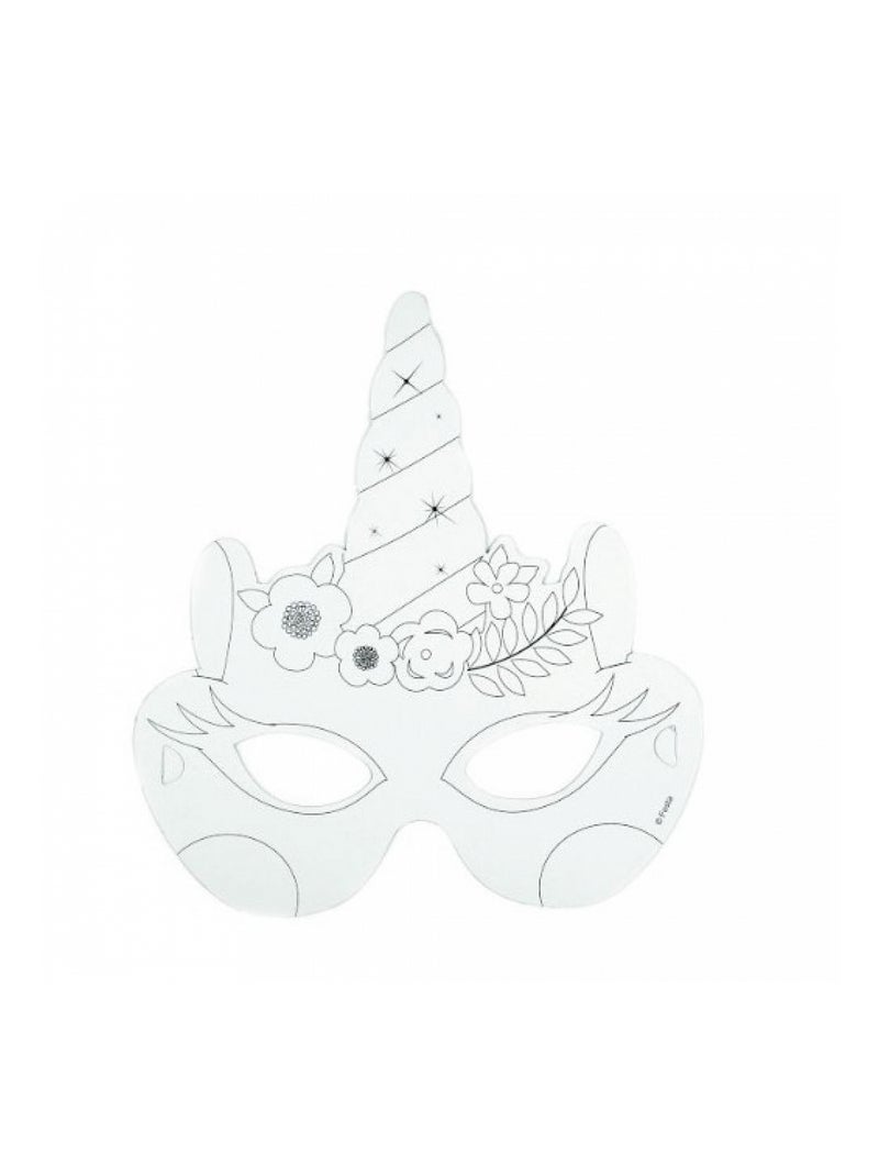 6 masques plats en carton a decorer theme licorne Rouge - Kiabi