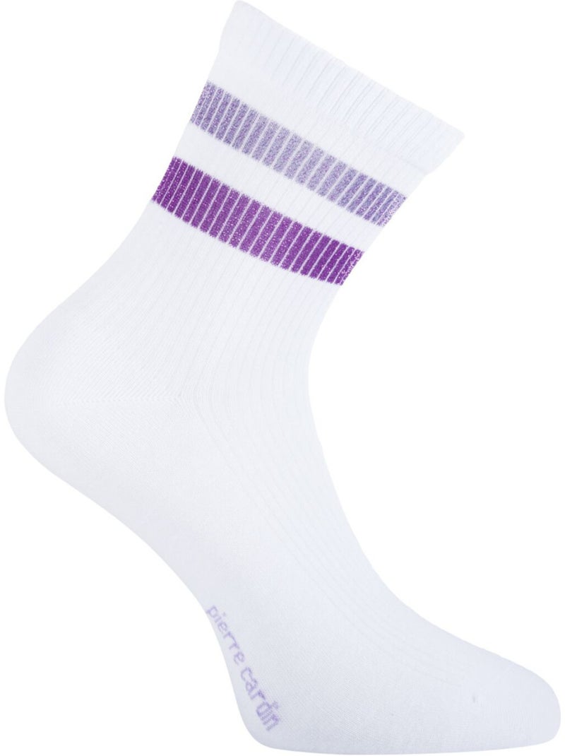 6 paires de tennis 200 aiguilles femme à bandes hand made urban e.01 pierre cardin Blanc - Kiabi